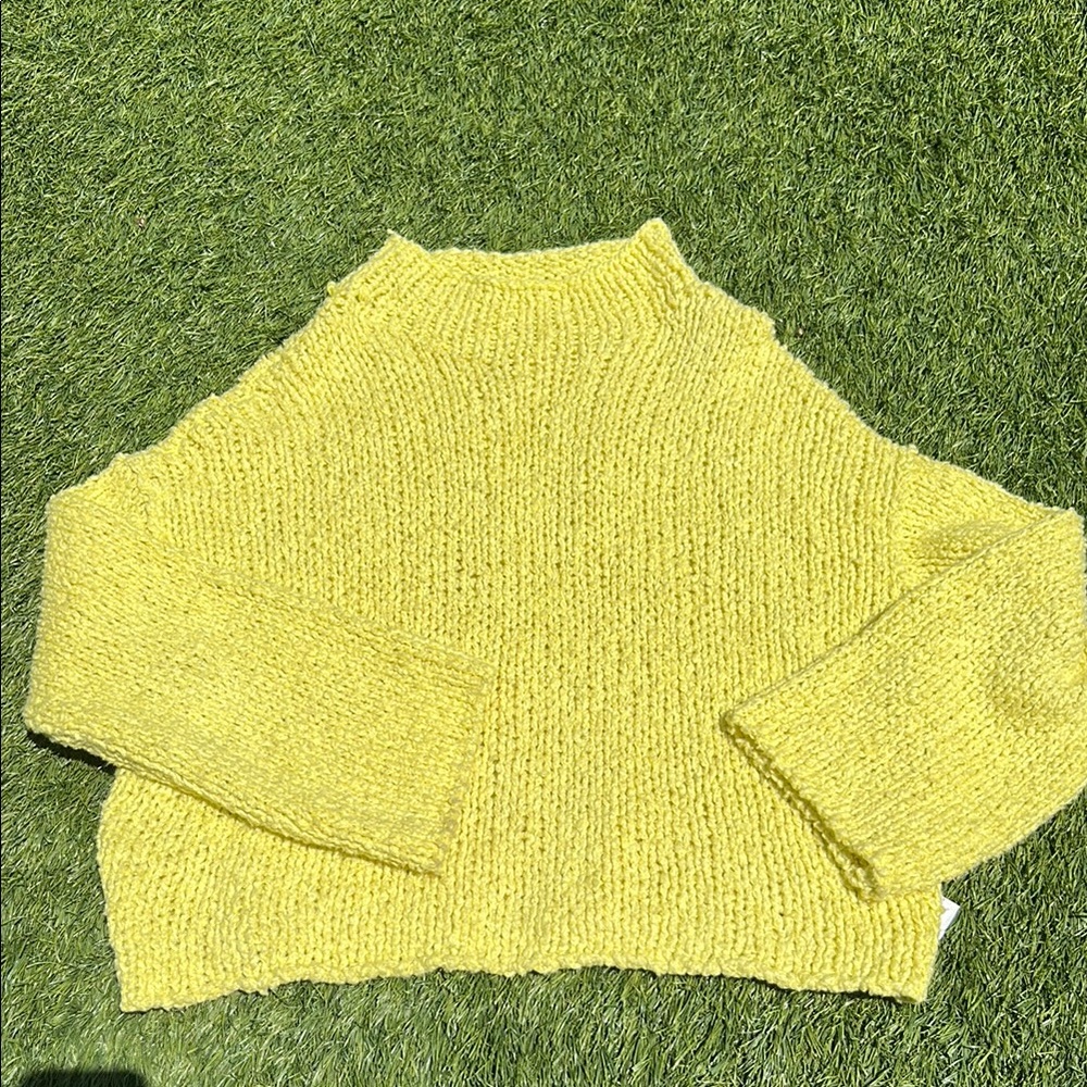 Anthropologie Bright Yellow Cowl Sweater